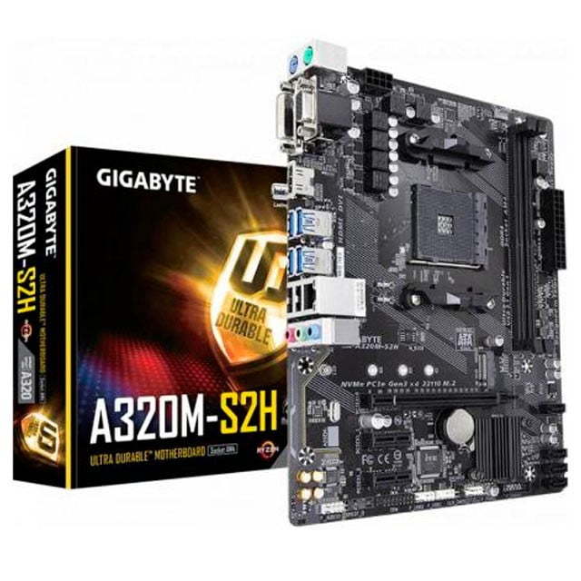 Mother Board GIGABYTE A320MS2H V2 DDR4 AM4 Arwan Computación