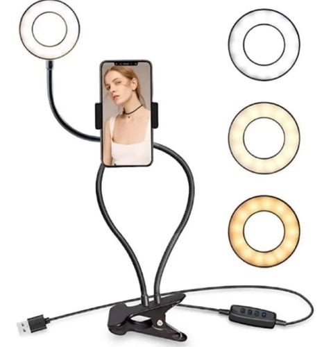 Aro de Luz Selfie c/Tripode c/Base para Celular USB