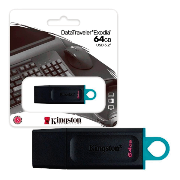 Pendrive Kingston de 64GB Exodia M DTXM Negro USB 3.2