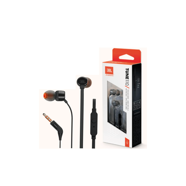 Auricular con Micrófono JBL Tune 110 Negro Auricular con Micrófono JBL Tune 110 Negro