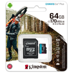 Memoria Micro SD 64 GB Canvas GO Plus Kingston C/Adaptador – SDHC