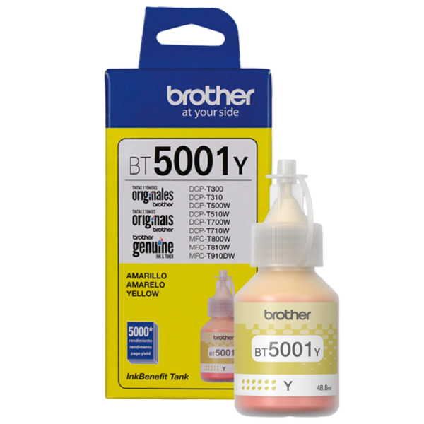 Botella de Tinta Brother BT5001Y Amarillo Botella de Tinta Brother BT5001Y Amarillo